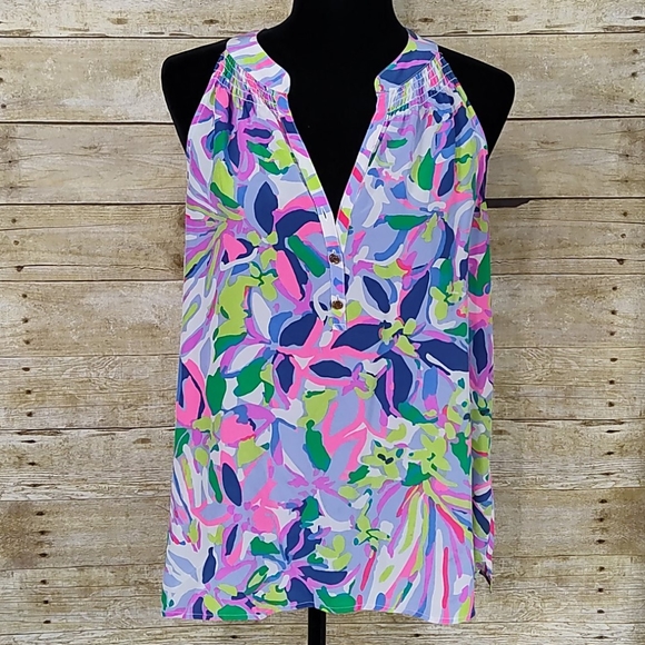 Lilly Pulitzer Tops - Lilly Pulitzer Bailey Silk Top In Havin A Blast